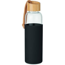 Load image into Gallery viewer, Bamboo Lid 500ml Glass Bottle in Pouch
